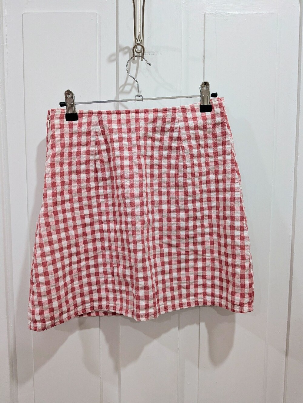 American Eagle Cotton Linen Pink And White Gingham Mini Skirt | Xs - Picture 2 of 4